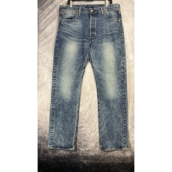levis 501 stonewash Blue Jeans Button Fly‎ Men’s Size 38x34 - Picture 1 of 16